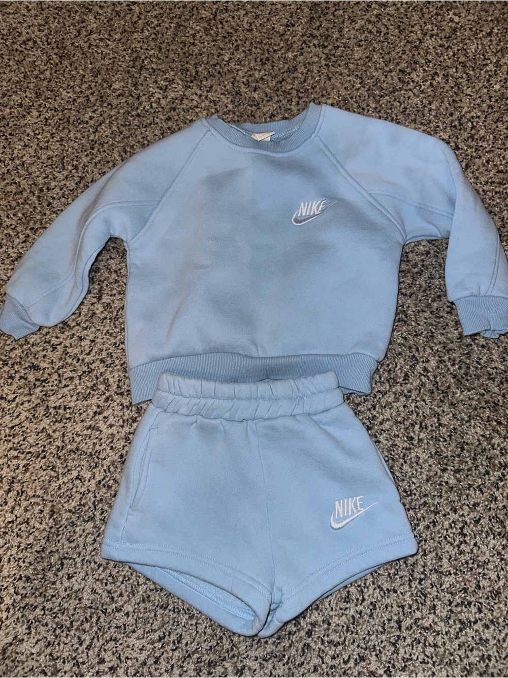 Kids Pastel Blue Sweatshirt & Shorts Matching Set inspired